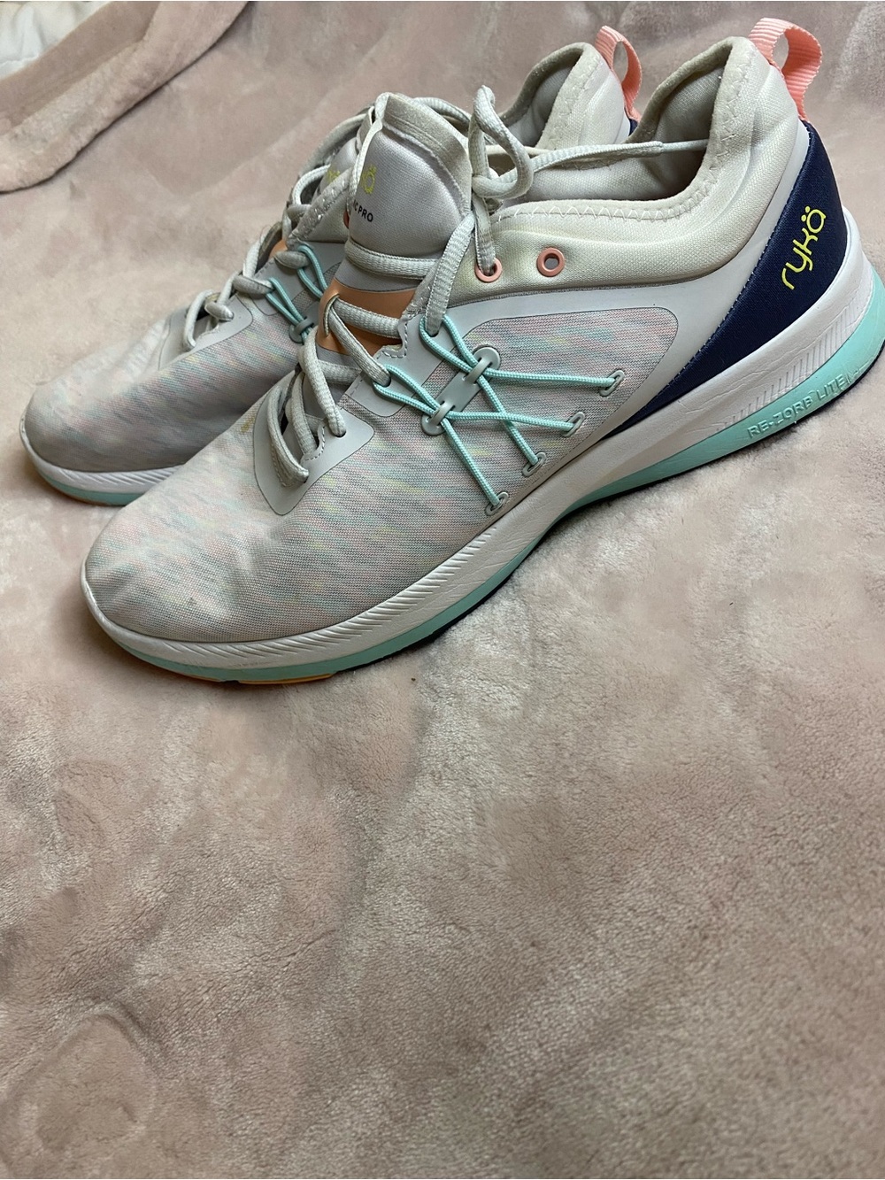 Ryka Shoes Womens 11 M Dynamic Pro Fitness Fashion Sneakers Beige Fabric Lace Up